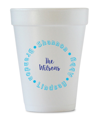 family custom styrofoam cups