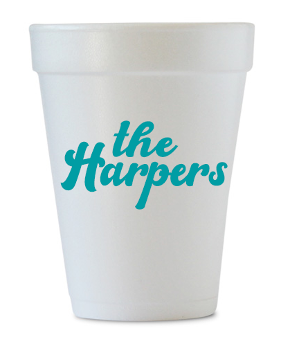 last name styrofoam custom cup