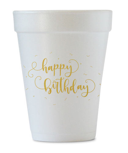 happy birthday styrofoam cups