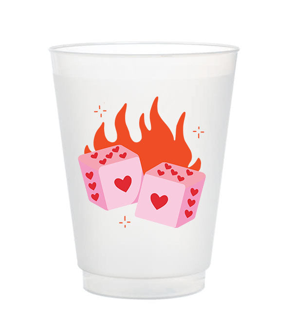 pink heart dice frost flex cups