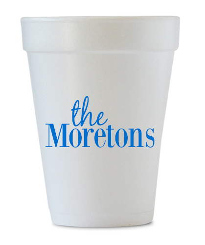 last name personalized styrofoam cups