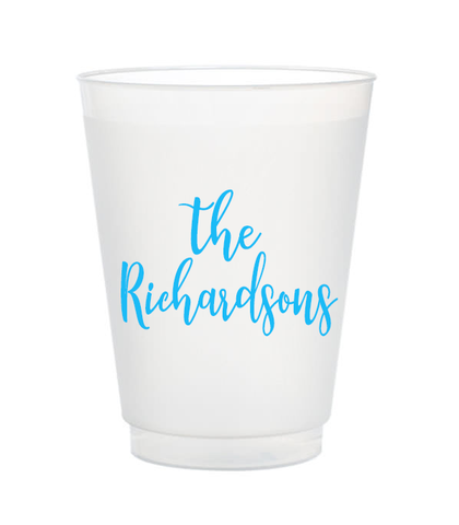 script last name personalized frost flex cups