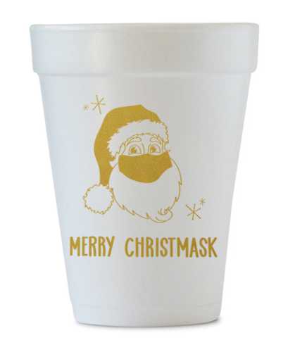 merry christmask styrofoam cups