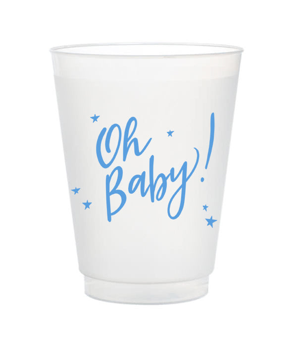 oh baby blue baby shower cups