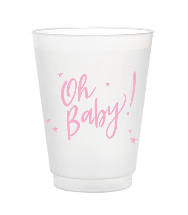 oh baby pink baby shower cups