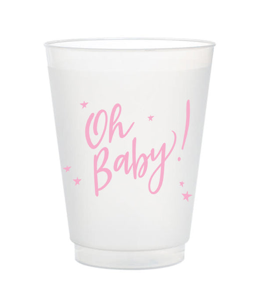oh baby pink baby shower cups