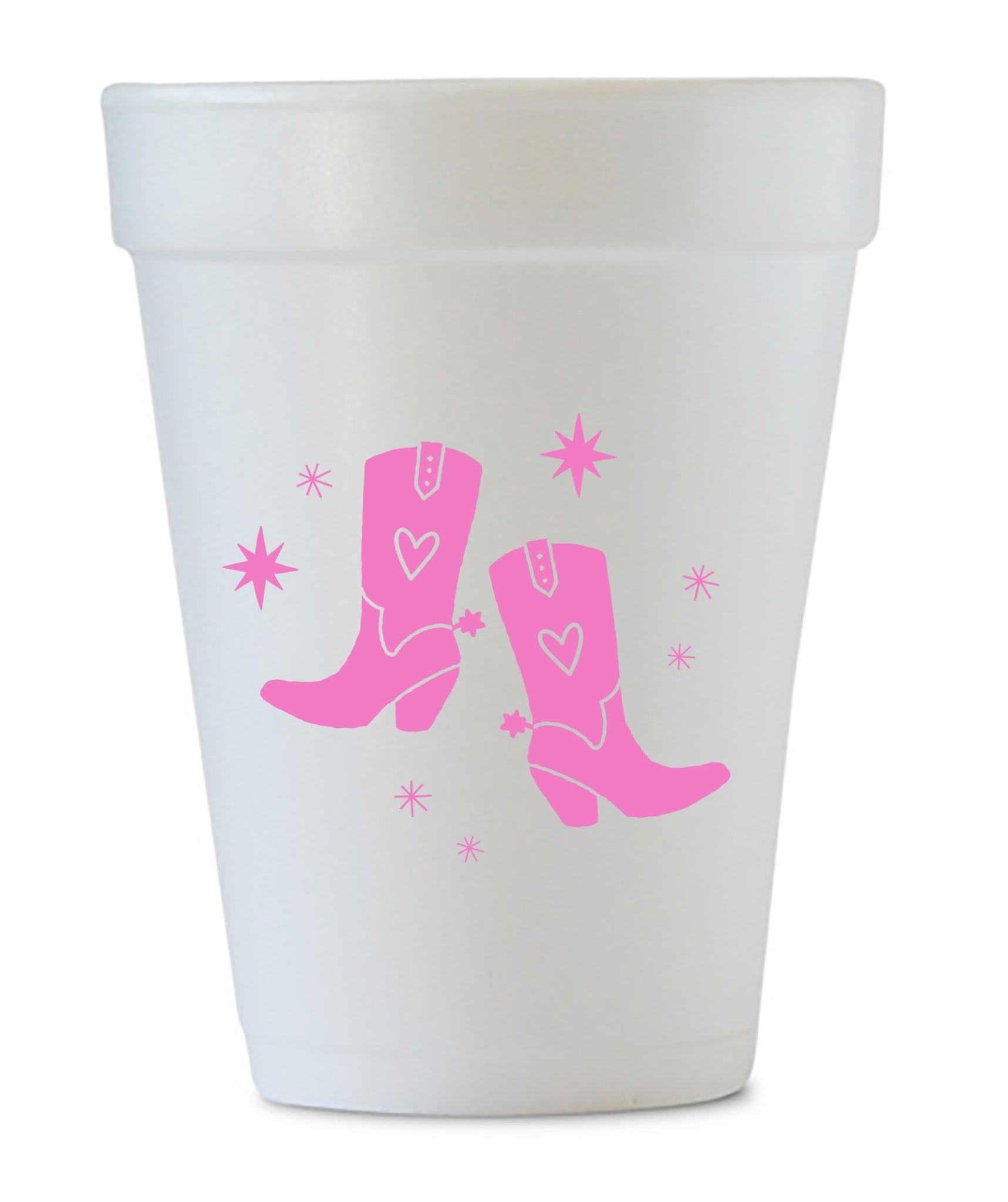 pink boots styrofoam cups