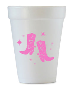 pink boots styrofoam cups