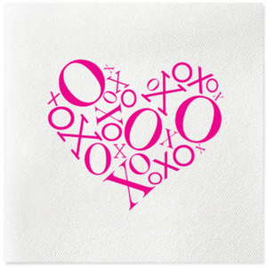 pink XO heart valentine's day napkins