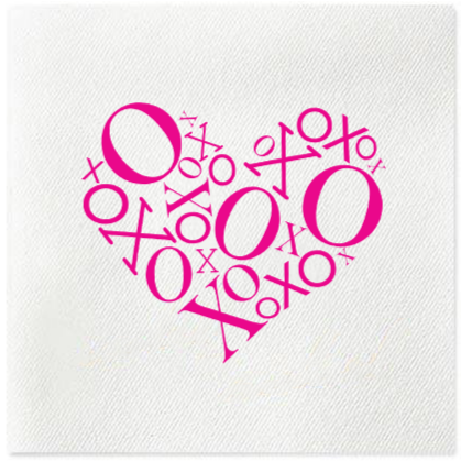 pink XO heart valentine's day napkins