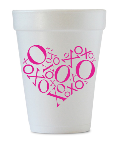 XO Styrofoam Cups - Pink